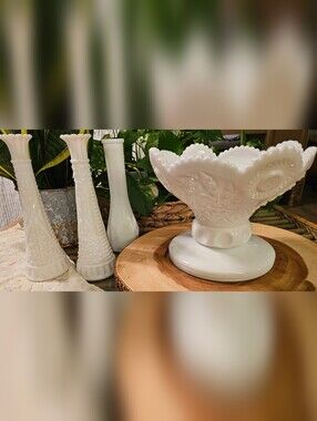 4PC Vintage Milk Glass Collection